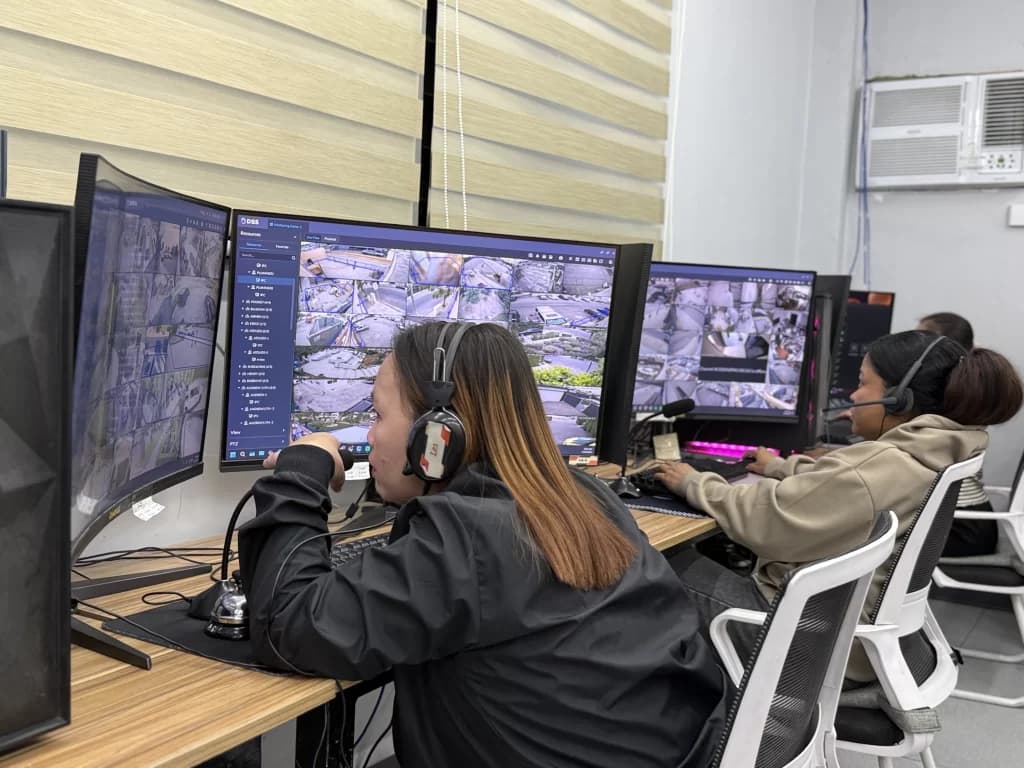 SecureSight operators monitoring live store and gas station camera feeds in real time